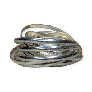 Silver Tone Interlocking Multi Band Bracelet